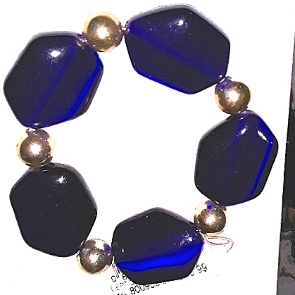 UNIQUE Bracelet Cobalt Blue Stones Beads Silver spacer Beads Handcrafted NEW